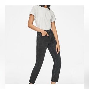 Anine Bing Kate Gray Jeans Straight Leg Mom Distressed Womens 24 Flawed